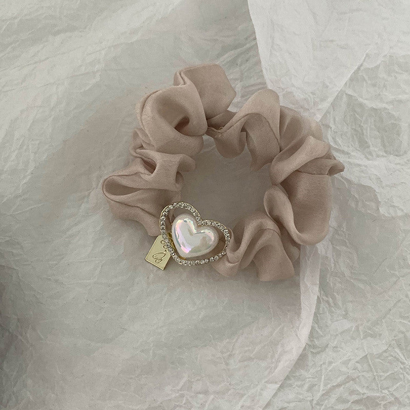Coletero de organza con forma de corazón, accesorio para el cabello, goma elástica para mujer y niña.