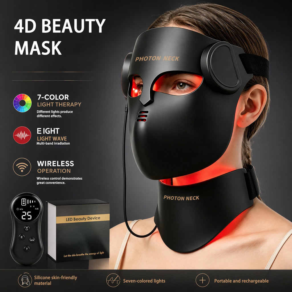 Mascarilla facial 4D transfronteriza, control remoto inalámbrico, colorida, de silicona, LED, para belleza