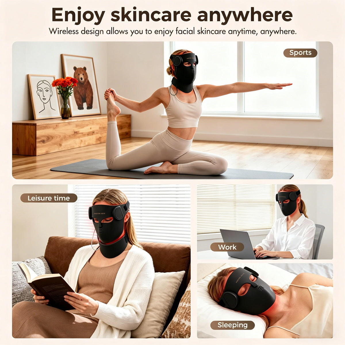 Mascarilla facial 4D transfronteriza, control remoto inalámbrico, colorida, de silicona, LED, para belleza