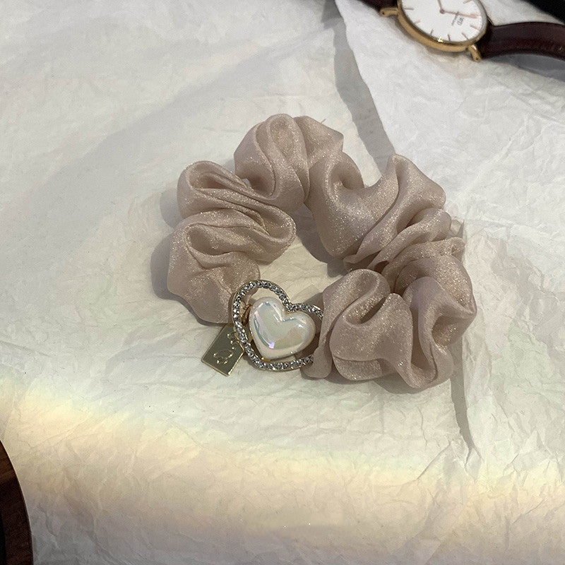 Coletero de organza con forma de corazón, accesorio para el cabello, goma elástica para mujer y niña.