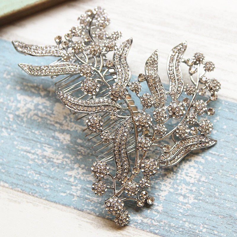 Peineta de dama de honor para mujer, accesorios de boda para el cabello, tocado de novia con hojas, accesorios para el cabello, joyería de boda, pieza de pelo para novia