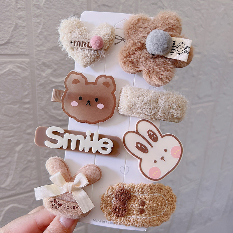Nuevos accesorios para el cabello de otoño e invierno, pinza para el cabello, tocado para niñas, linda pinza lateral de felpa