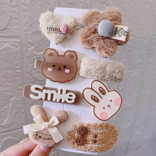 Nuevos accesorios para el cabello de otoño e invierno, pinza para el cabello, tocado para niñas, linda pinza lateral de felpa
