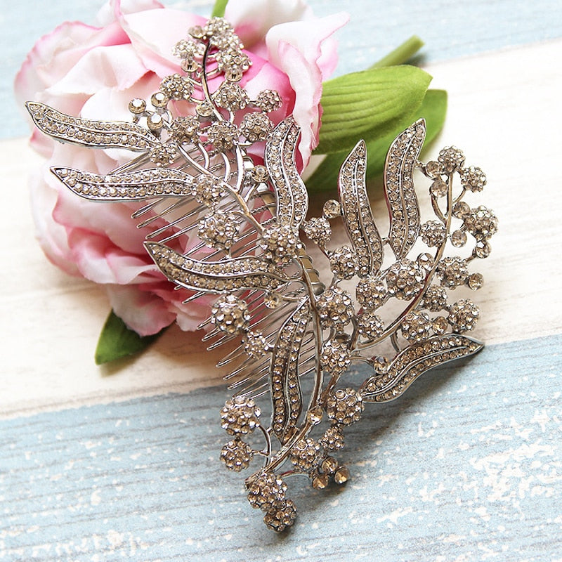 Peineta de dama de honor para mujer, accesorios de boda para el cabello, tocado de novia con hojas, accesorios para el cabello, joyería de boda, pieza de pelo para novia