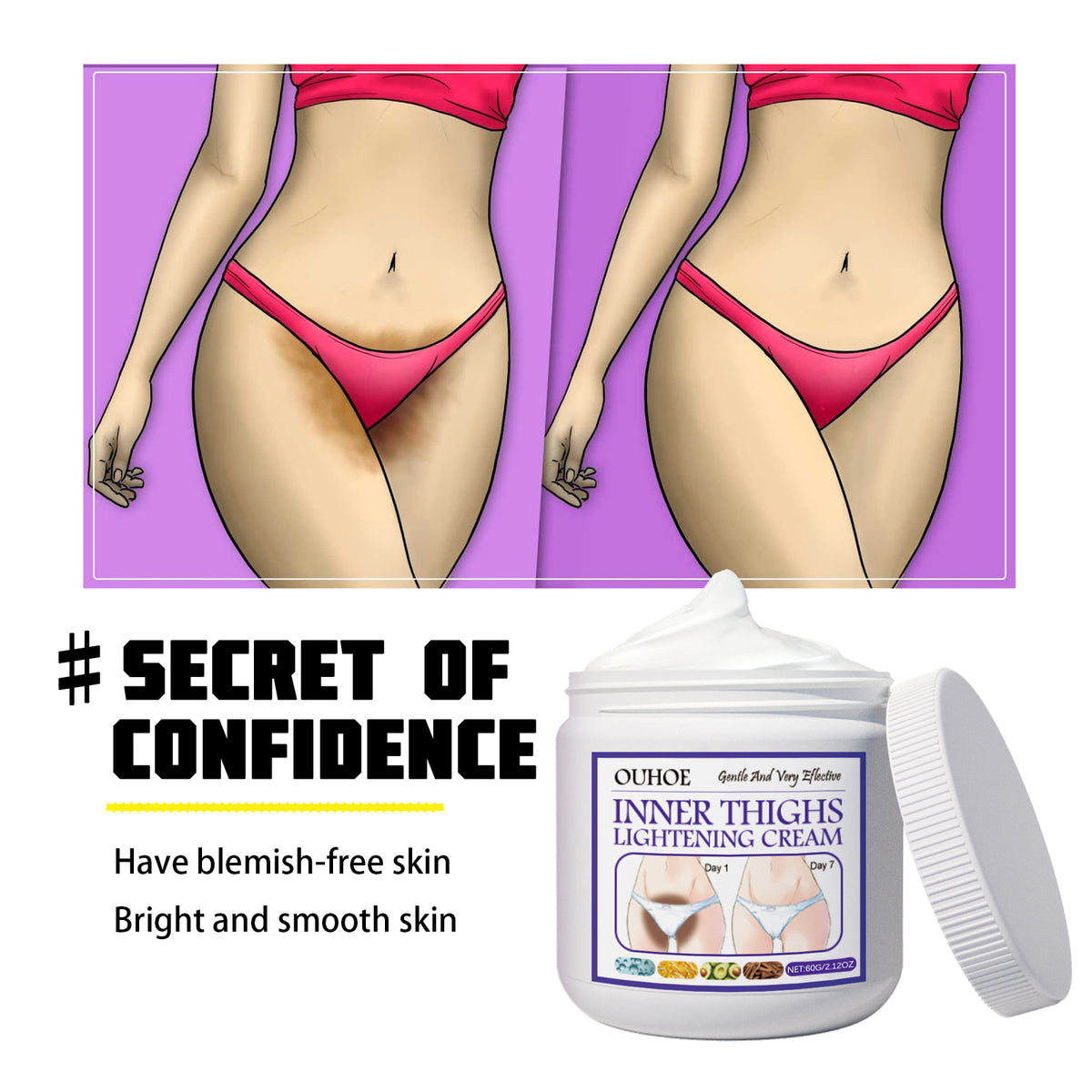 Crema de belleza para muslos, aclara la parte interna de los muslos, hidrata y humecta la piel, crema limpiadora y de cuidado para la belleza de las piernas