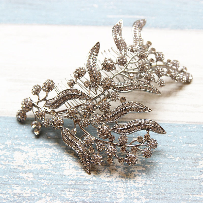 Peineta de dama de honor para mujer, accesorios de boda para el cabello, tocado de novia con hojas, accesorios para el cabello, joyería de boda, pieza de pelo para novia