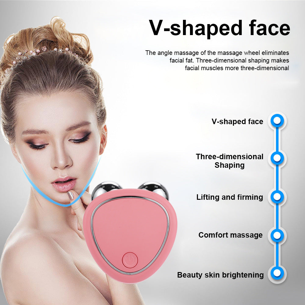 Instrumento de belleza de microcorriente, rodillo de masaje facial 3D
