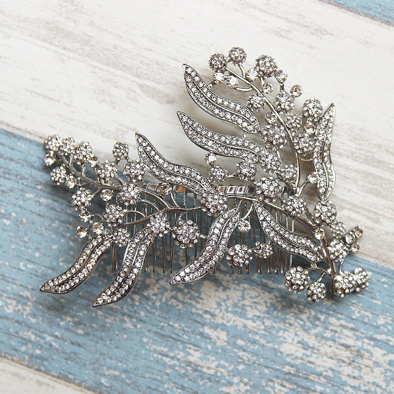 Peineta de dama de honor para mujer, accesorios de boda para el cabello, tocado de novia con hojas, accesorios para el cabello, joyería de boda, pieza de pelo para novia