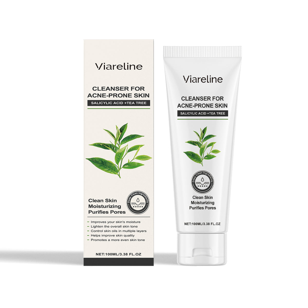 Set de cuidado de la piel con gel limpiador de té verde, control de grasa, limpieza, equilibrio e hidratación
