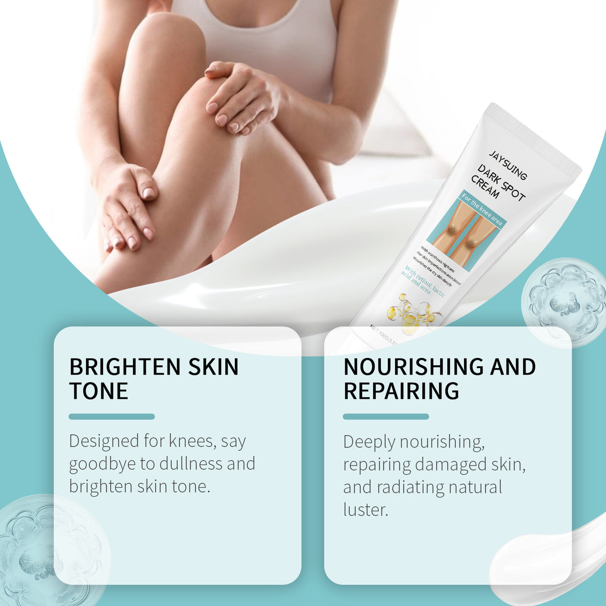 Crema de belleza para rodillas, masaje para la piel de las rodillas, hidratante y humectante, crema corporal para el cuidado de la belleza