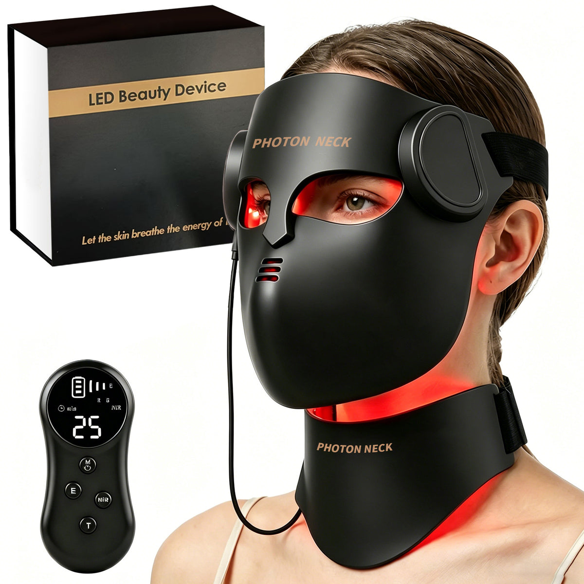 Mascarilla facial 4D transfronteriza, control remoto inalámbrico, colorida, de silicona, LED, para belleza