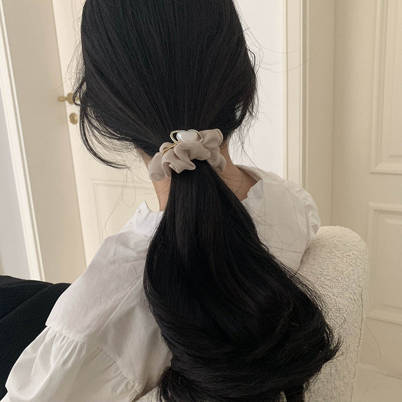 Coletero de organza con forma de corazón, accesorio para el cabello, goma elástica para mujer y niña.