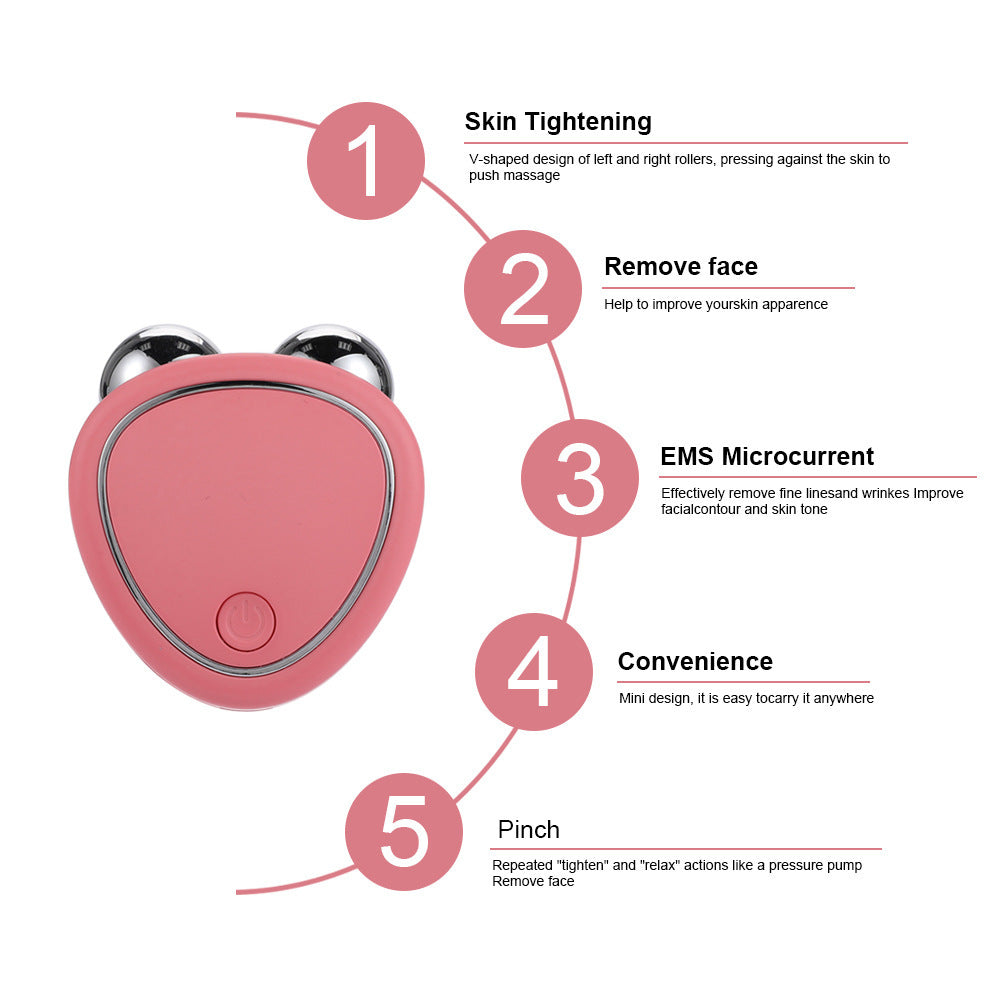 Instrumento de belleza de microcorriente, rodillo de masaje facial 3D